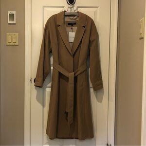 Cole Haan wrap Style Tan Linen Blend Coat NWT $648 Retail Large